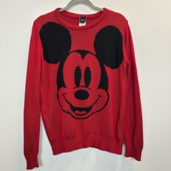 Disney Sweaters - Disney Mickey Mouse Knit Sweater XL Red Black Crewneck